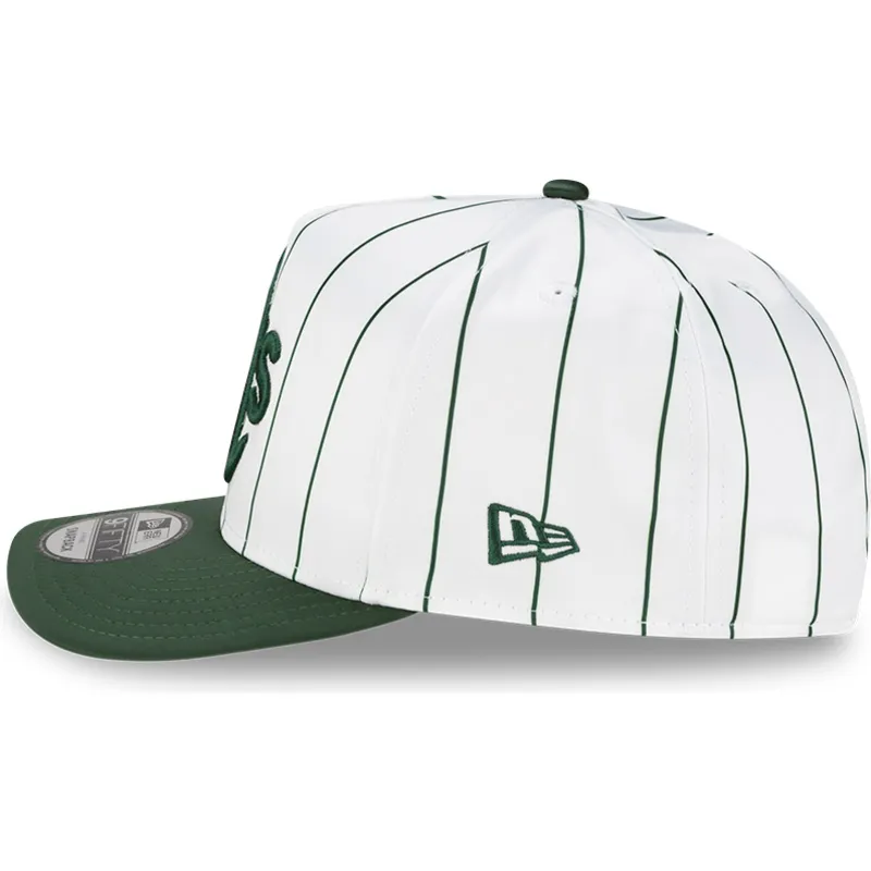 biala-i-zielona-czapka-z-daszkiem-snapback-9fifty-a-frame-satin-pinstripe-oakland-athletics-mlb-od-new-era