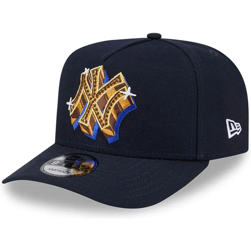 marineblaue-gebogene-snapback-kappe-9fifty-a-frame-emblem-der-new-york-yankees-mlb-von-new-era
