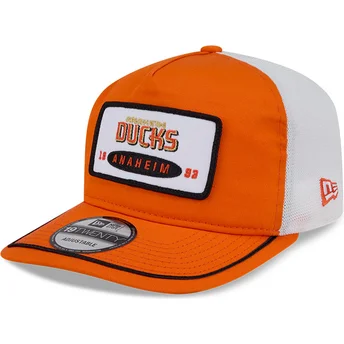 New Era Curved Brim 19TWENTY Embroidered Patch Anaheim Ducks NHL Orange and White Snapback Cap