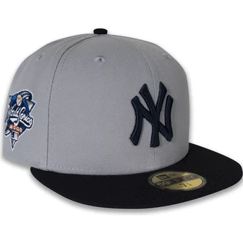 Graue und marineblaue anliegende Flatcap 59FIFTY World Series 2000 Side Patch der New York Yankees MLB von New Era
