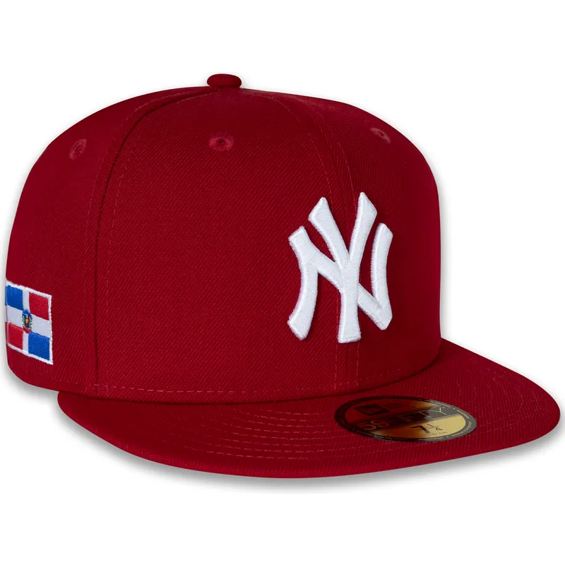 cappello-piatto-rosso-chiuso-59fifty-side-dominican-republic-dei-new-york-yankees-mlb-di-new-era