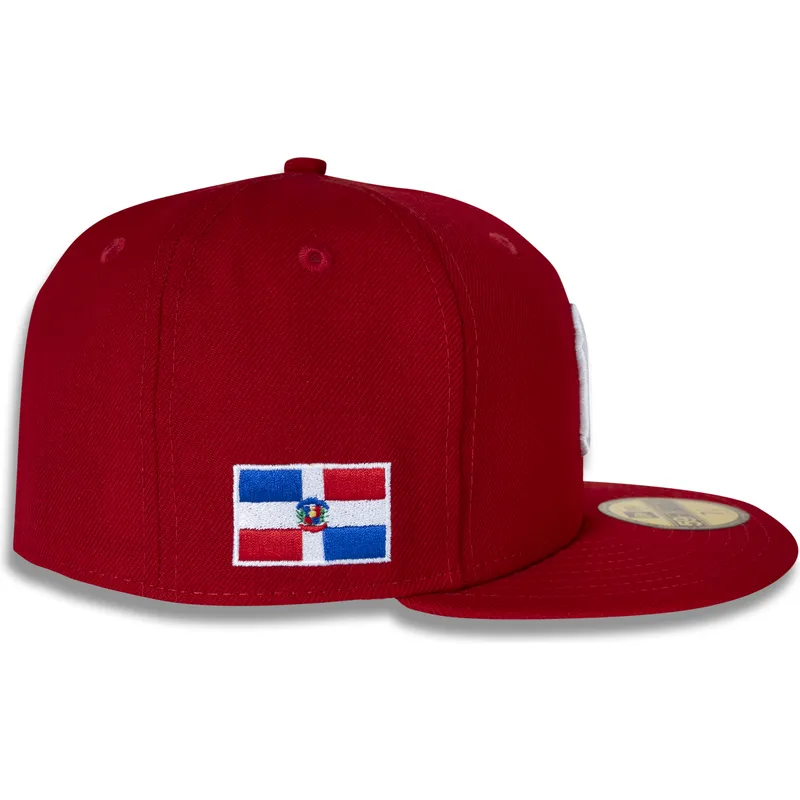 flache-rote-angepasste-59fifty-side-dominican-republic-kappe-der-new-york-yankees-mlb-von-new-era