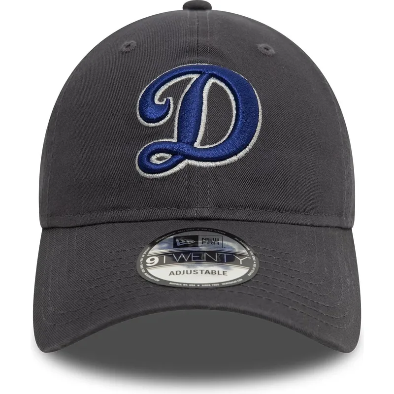 graue-verstellbare-curved-cap-9twenty-core-classic-der-los-angeles-dodgers-mlb-von-new-era