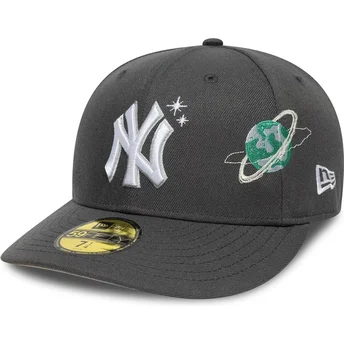 Cappellino curvo grigio aderente 59FIFTY Planet Icon dei New York Yankees MLB di New Era