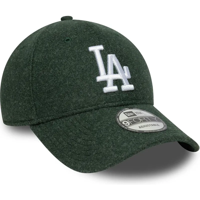 cappellino-con-visiera-curva-verde-snapback-9forty-melton-wool-di-los-angeles-dodgers-mlb-di-new-era