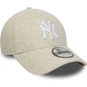 cappellino-snapback-beige-curvo-9forty-melton-wool-dei-new-york-yankees-mlb-di-new-era