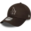cappellino-visiera-curva-marrone-regolabile-9forty-outline-di-los-angeles-dodgers-mlb-di-new-era