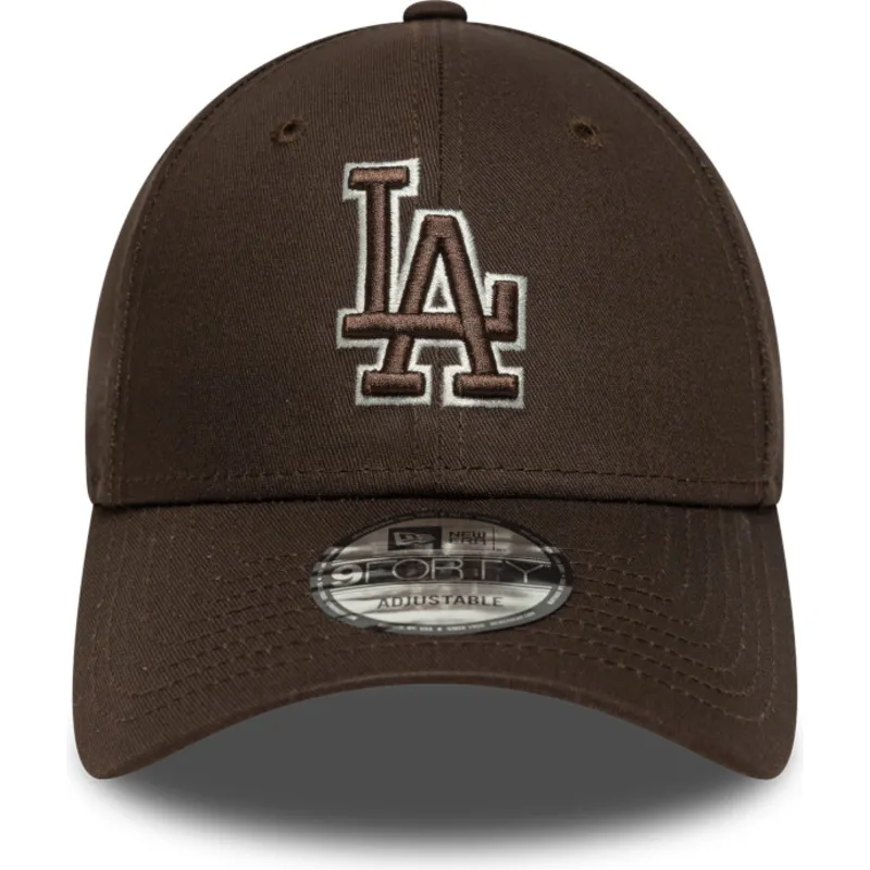 gorra-curva-marron-ajustable-9forty-outline-de-los-angeles-dodgers-mlb-de-new-era