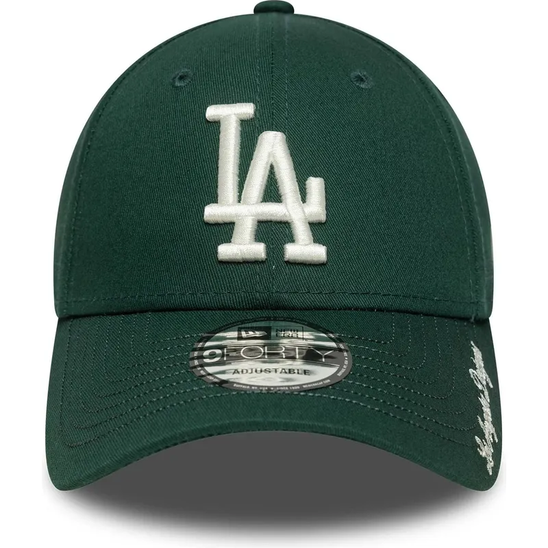 gron-justerbar-kurvad-keps-9forty-visor-script-fran-los-angeles-dodgers-mlb-av-new-era
