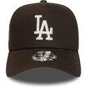 cappellino-curvo-marrone-snapback-9forty-e-frame-side-patch-dei-los-angeles-dodgers-mlb-di-new-era