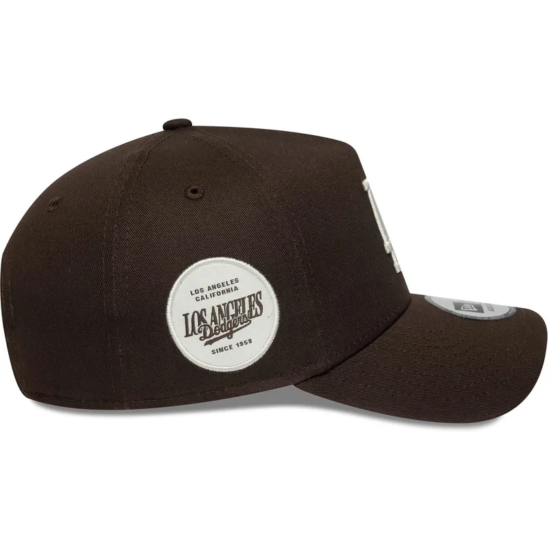 cappellino-marrone-snapback-9forty-e-frame-side-patch-los-angeles-dodgers-mlb-di-new-era