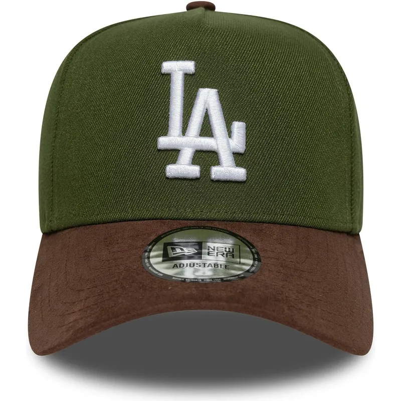 snapback-9forty-e-frame-z-zielonym-i-brazowym-zakrzywionym-daszkiem-z-zamszowym-daszkiem-los-angeles-dodgers-mlb-od-new-era