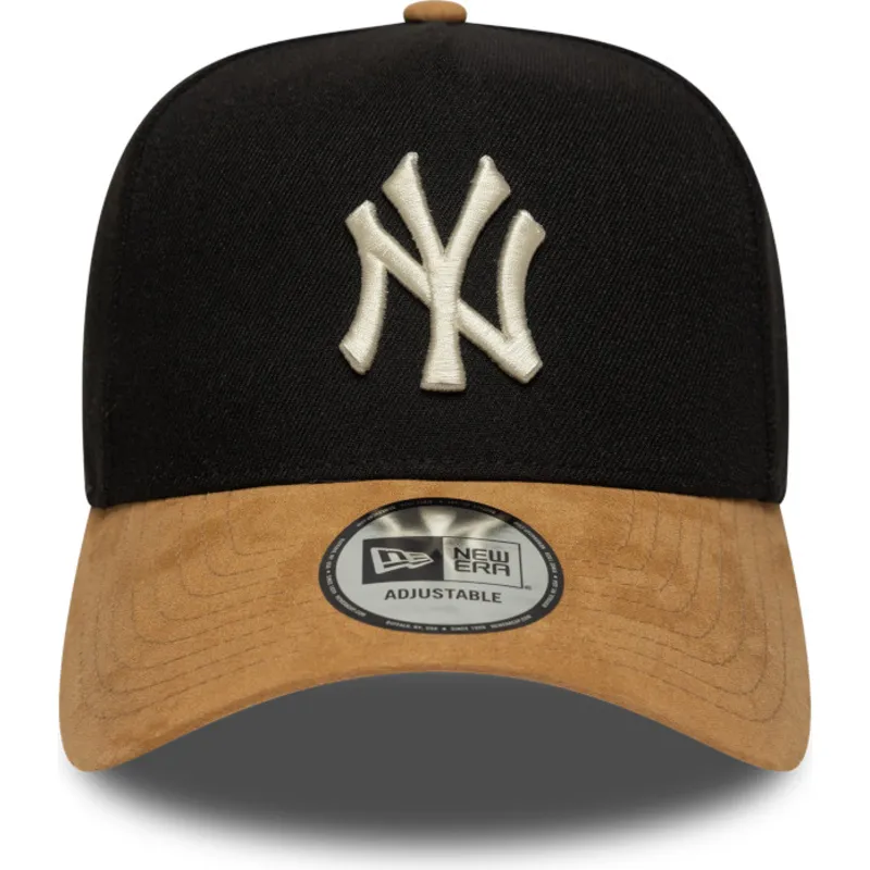 cappellino-curvo-nero-e-marrone-snapback-9forty-e-frame-visiera-in-suede-dei-new-york-yankees-mlb-di-new-era