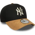 cappellino-nero-e-marrone-snapback-9forty-e-frame-suede-visor-dei-new-york-yankees-mlb-di-new-era