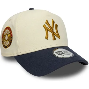 Καπέλο καμπύλης μπεζ και σκούρο μπλε snapback 9FORTY E Frame World Series Patch των New York Yankees MLB της New Era