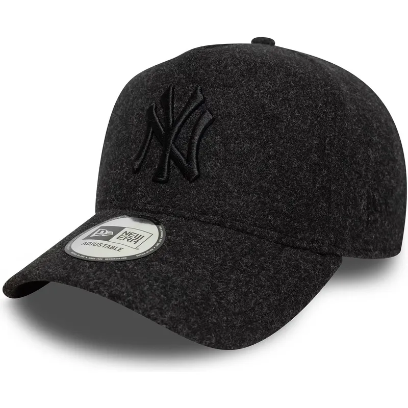 schwarze-gebogene-snapback-kappe-mit-schwarzem-logo-9forty-e-frame-melton-der-new-york-yankees-mlb-von-new-era