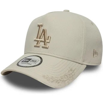 Beige böjd skärm snapback-keps med beige logotyp 9FORTY E Frame Tonal Icon av Los Angeles Dodgers MLB från New Era