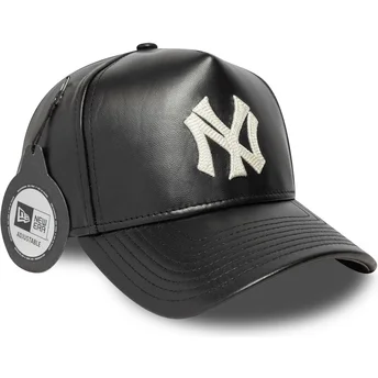 Casquette courbée noire ajustable 9FORTY E Frame Img Leather New York Yankees MLB New Era