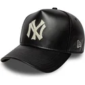 new-era-curved-brim-9forty-e-frame-img-leather-new-york-yankees-mlb-black-adjustable-cap