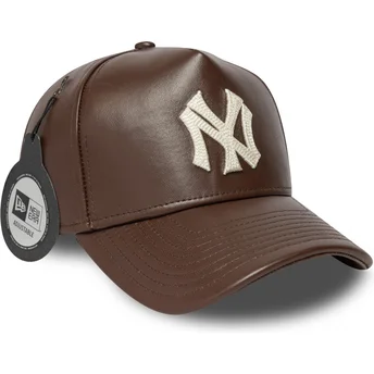 Casquette courbée marron ajustable 9FORTY E Frame Img Leather New York Yankees MLB New Era