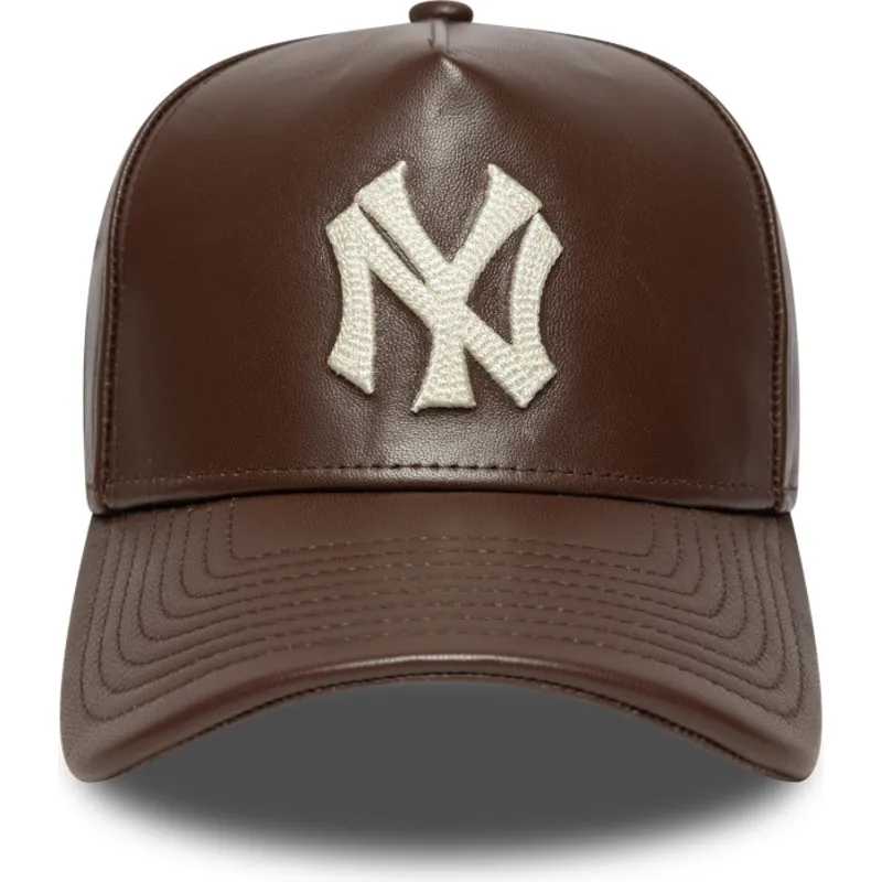 cappellino-curvo-marrone-regolabile-9forty-e-frame-img-leather-dei-new-york-yankees-mlb-di-new-era