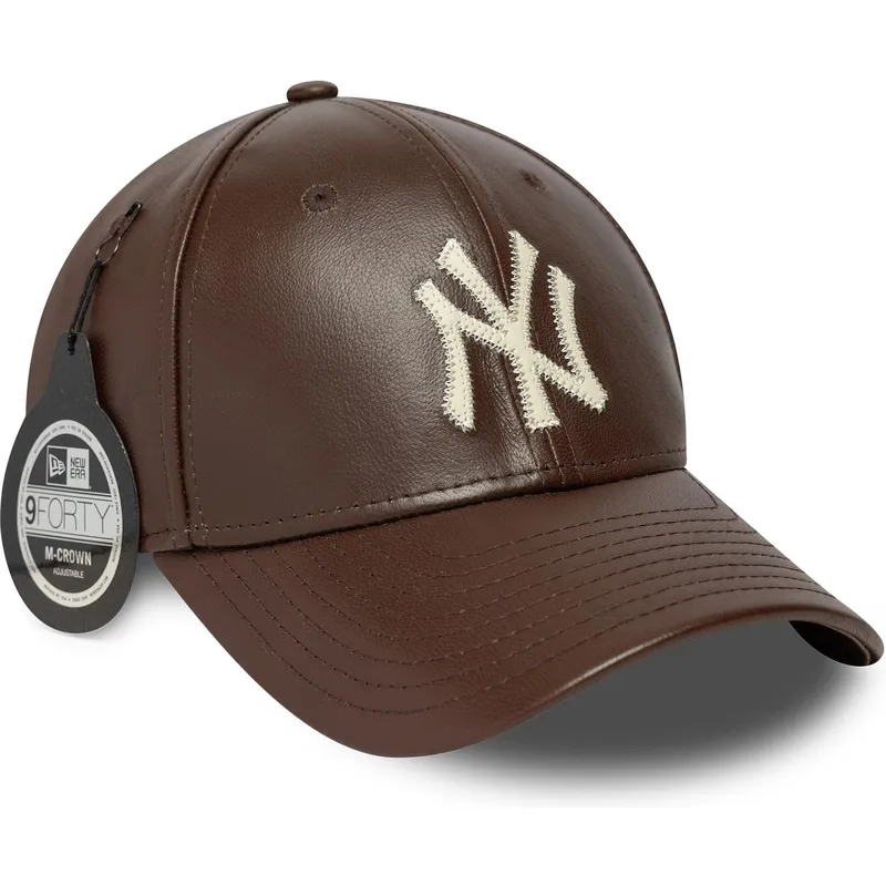 gorra-curva-marron-ajustable-9forty-m-crown-img-leather-de-new-york-yankees-mlb-de-new-era