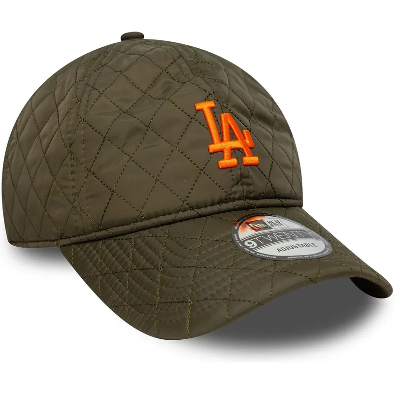 gron-justerbar-bojd-keps-med-orange-logotyp-9twenty-quilted-los-angeles-dodgers-mlb-fran-new-era