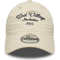 cappellino-curvo-beige-regolabile-west-village-9twenty-wordmark-di-new-era