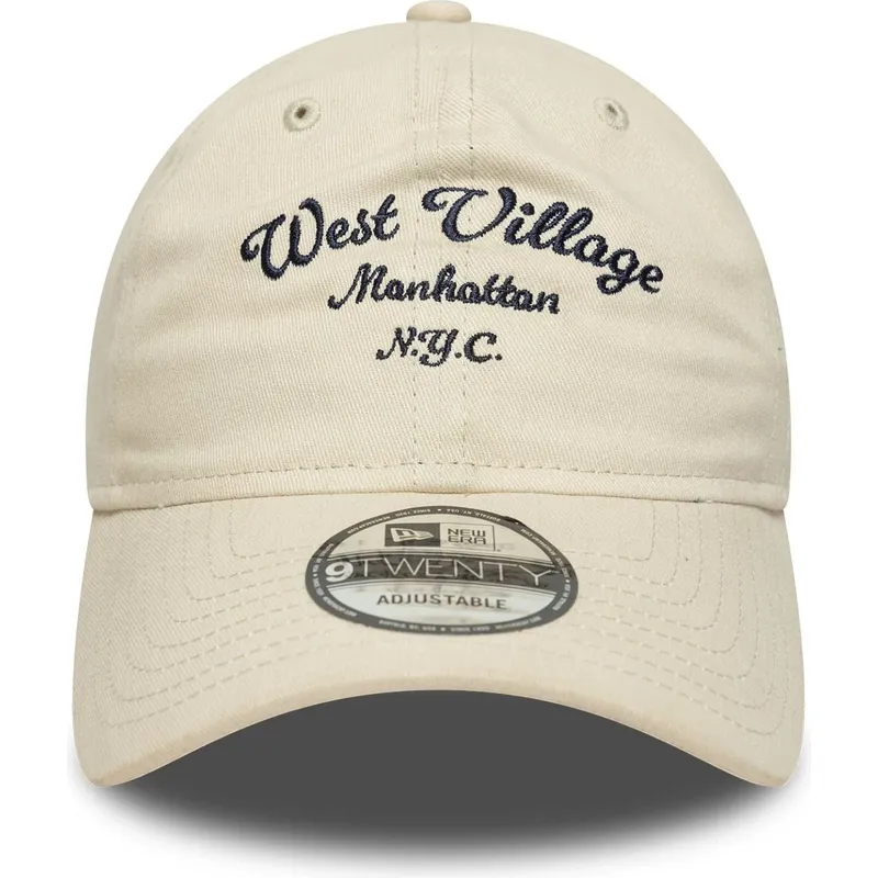 gorra-curva-beige-ajustable-west-village-9twenty-wordmark-de-new-era