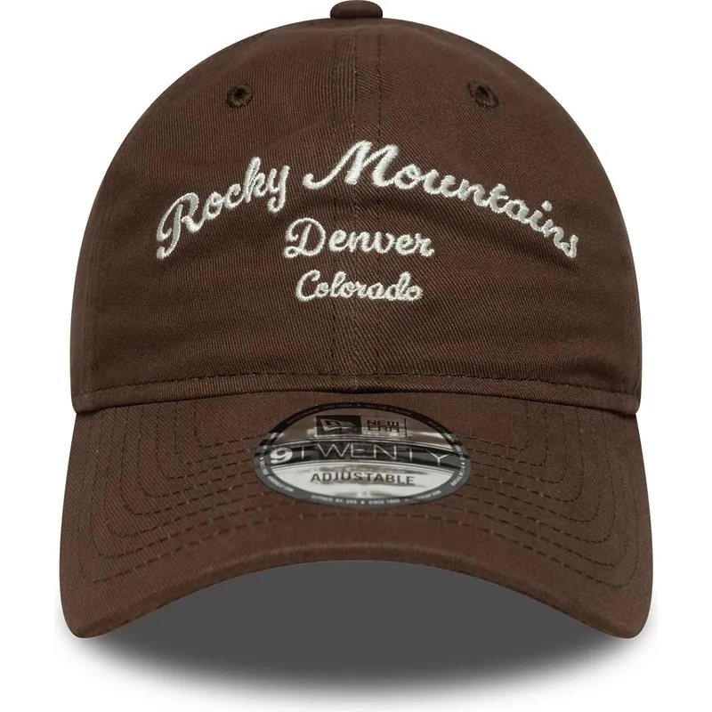 cappellino-curvo-marrone-regolabile-rocky-mountains-9twenty-wordmark-di-new-era