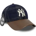 gorra-curva-azul-marino-y-marron-ajustable-9twenty-img-loden-leather-de-new-york-yankees-mlb-de-new-era