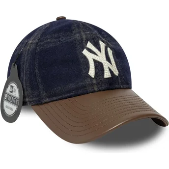 Regulowana czapka z daszkiem w kolorze granatowym i brązowym 9TWENTY Img Loden Leather New York Yankees MLB od New Era