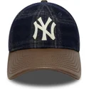 marineblaue-und-braune-verstellbare-9twenty-img-loden-lederkappe-der-new-york-yankees-mlb-von-new-era
