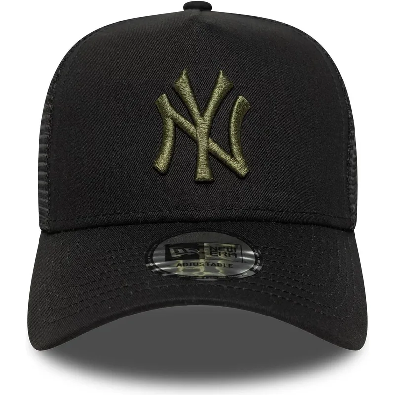 gorra-trucker-negra-con-logo-verde-a-frame-league-essential-de-new-york-yankees-mlb-de-new-era
