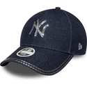 granatowa-regulowana-czapka-z-daszkiem-dla-kobiet-9forty-sequin-denim-new-york-yankees-mlb-new-era