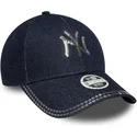 new-era-new-york-yankees-mlb-9forty-sequin-denim-damen-verstellbare-marineblaue-curved-kappe