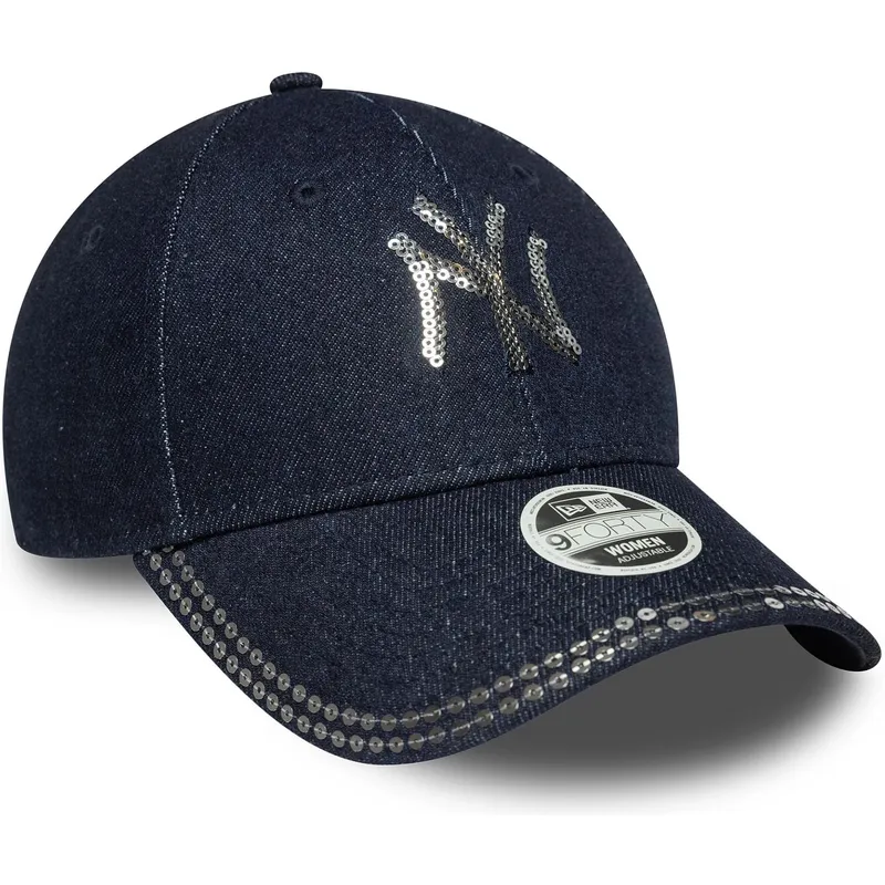 new-era-new-york-yankees-mlb-9forty-sequin-denim-justerbar-marinbla-bojd-keps-for-dam