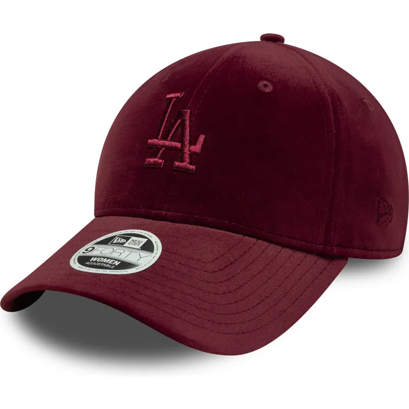 gorra-curva-granate-ajustable-para-mujer-9forty-velour-de-los-angeles-dodgers-mlb-de-new-era