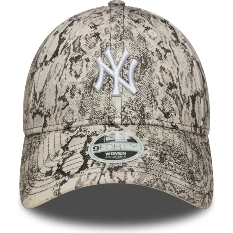 graue-verstellbare-curved-cap-fur-damen-9forty-snake-der-new-york-yankees-mlb-von-new-era