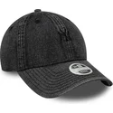casquette-courbee-noire-ajustable-pour-femme-9twenty-denim-new-york-yankees-mlb-new-era