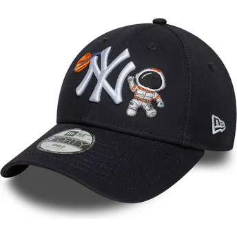 New Era Curved Brim Youth 9FORTY Space Icon New York Yankees MLB Navy Blue Adjustable Cap