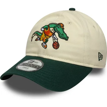 New Era Curved Brim Youth 9TWENTY Mascot Beige and Green Adjustable Cap