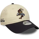 new-era-curved-brim-youth-9twenty-mascot-beige-and-navy-blue-adjustable-cap