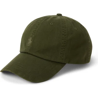 Cappellino verde regolabile con logo verde in cotone chino Classic Sport di Polo Ralph Lauren