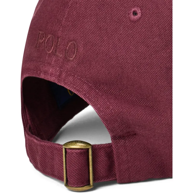 cappellino-curvo-granata-regolabile-con-logo-granata-cotton-chino-classic-sport-di-polo-ralph-lauren