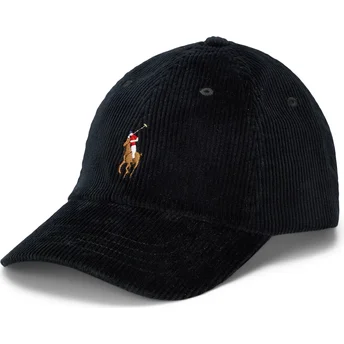 Polo Ralph Lauren Curved Brim Classic Sport Corduroy Black Adjustable Cap