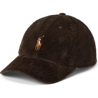 Polo Ralph Lauren Curved Brim Classic Sport Corduroy Dark Brown Adjustable Cap