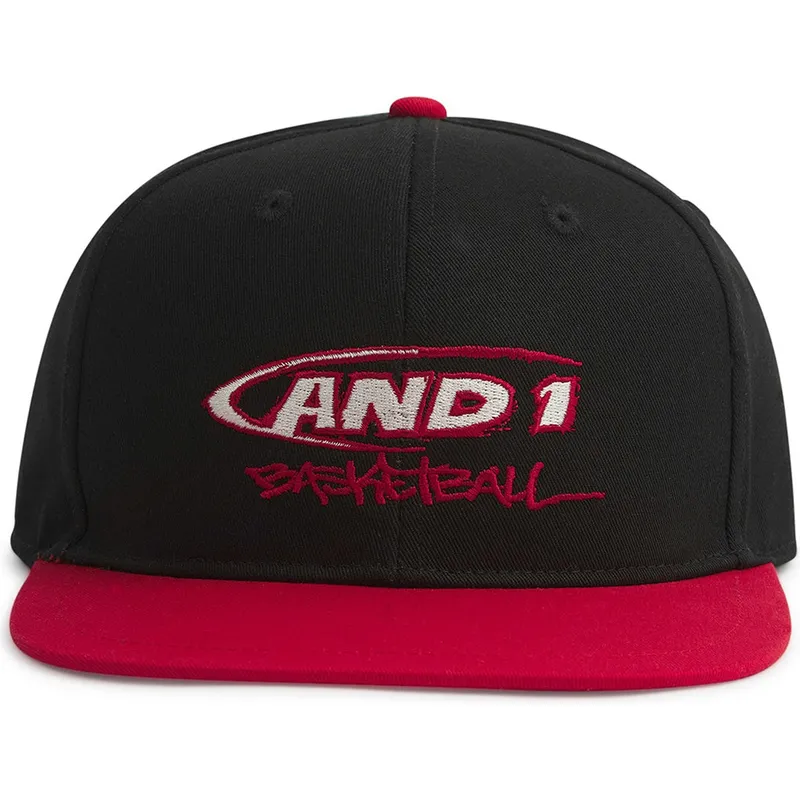cappello-piatto-nero-e-rosso-snapback-graffiti-logo-di-and1