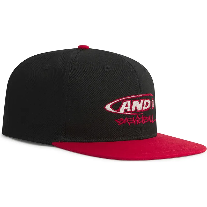 cappello-piatto-nero-e-rosso-snapback-graffiti-logo-di-and1