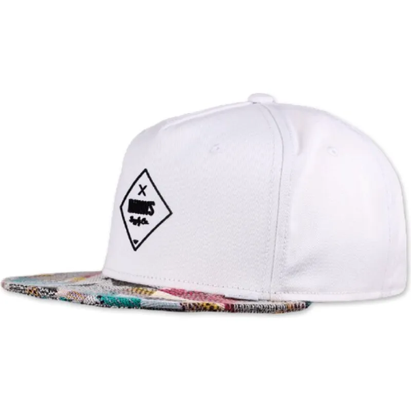cappello-snapback-bianco-e-multicolore-con-visiera-piatta-rubber-aztek-di-djinns